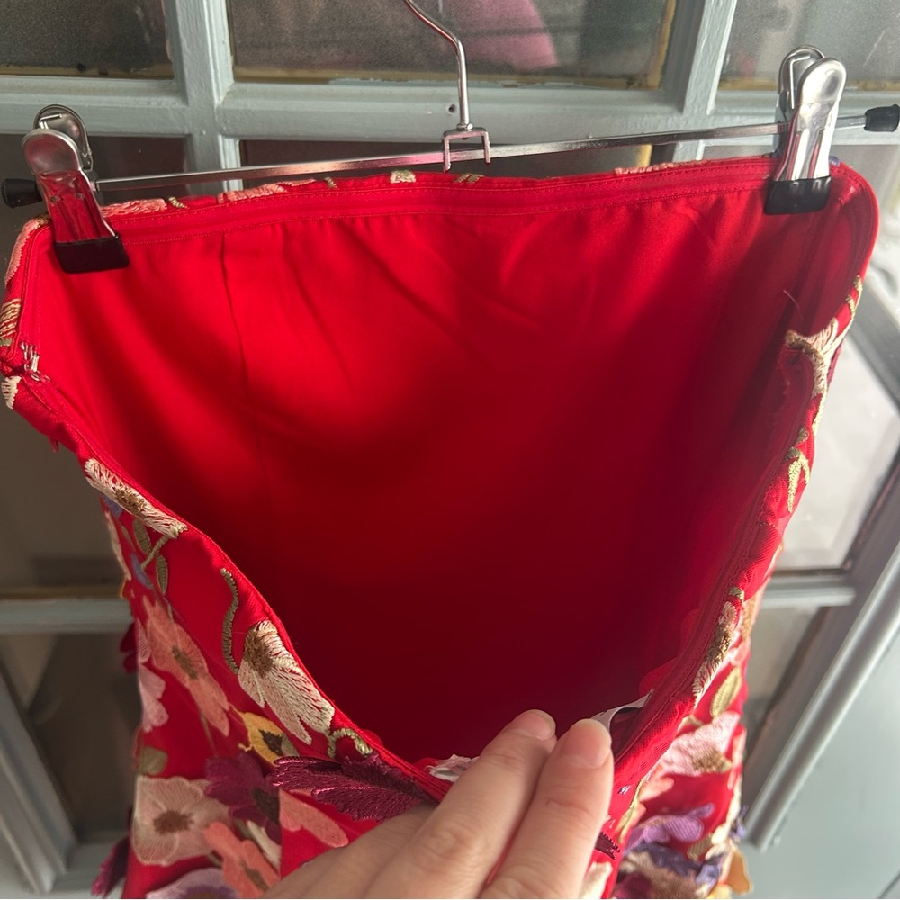 Endless Rose Floral Embroidered Flower Embellished Strapless Red Mini Dress S - Picture 6 of 11